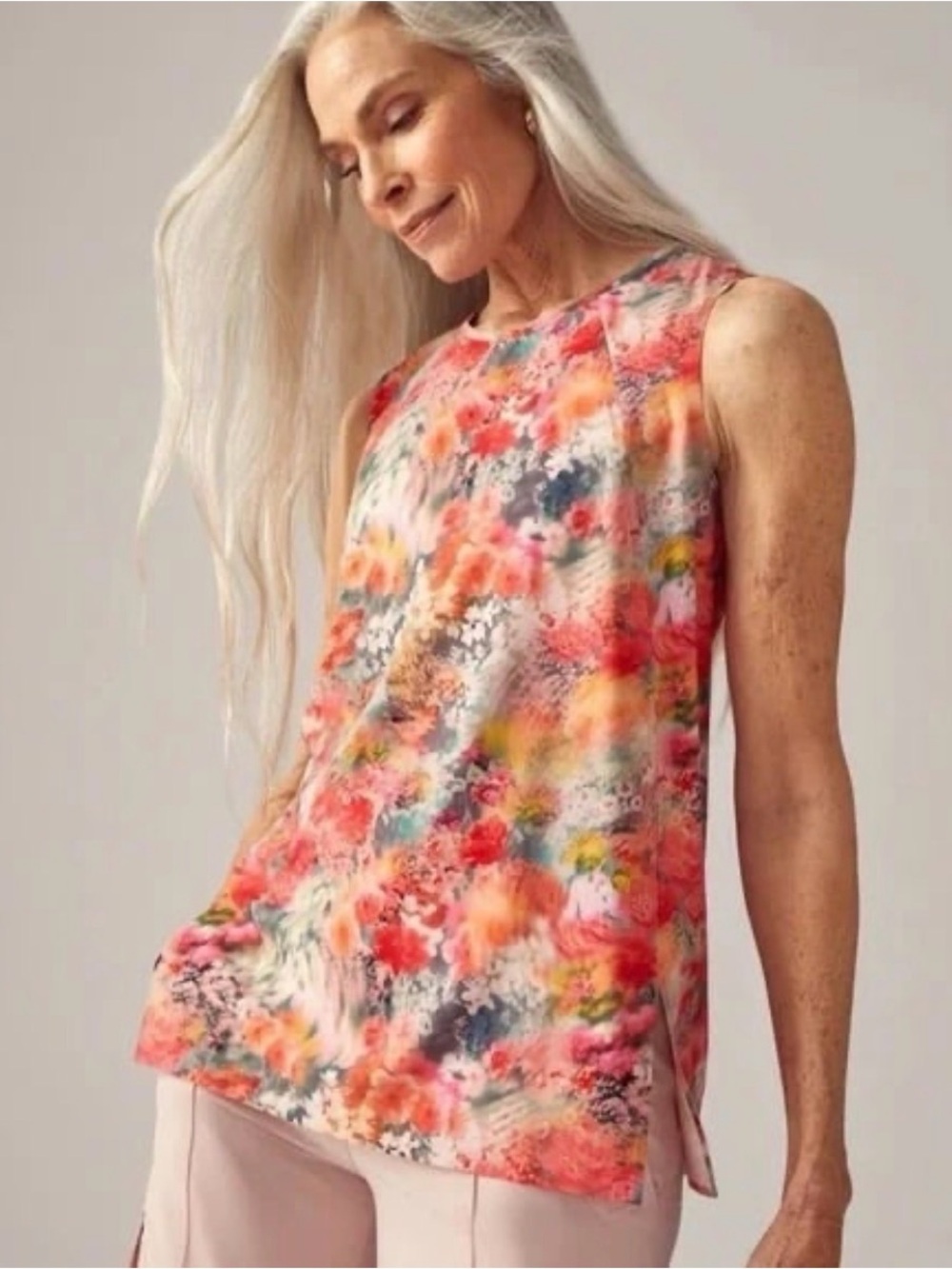 Athleta Refined Zephyr tank, floral, size
large